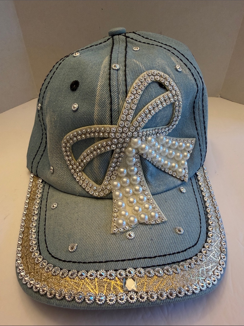 Embellished Denim Hat Adjustable - Picture 3 of 4